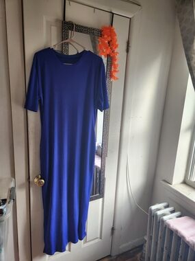 Women’s Royal Blue Ribbed Maxi Dress
